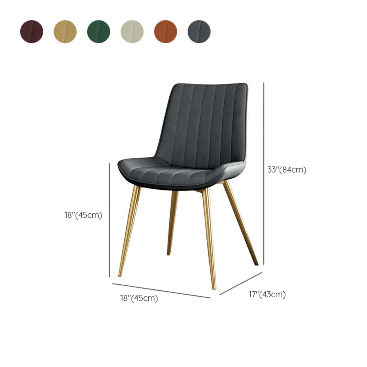 Modern Green Leather Dining Chair with Metal Legs
