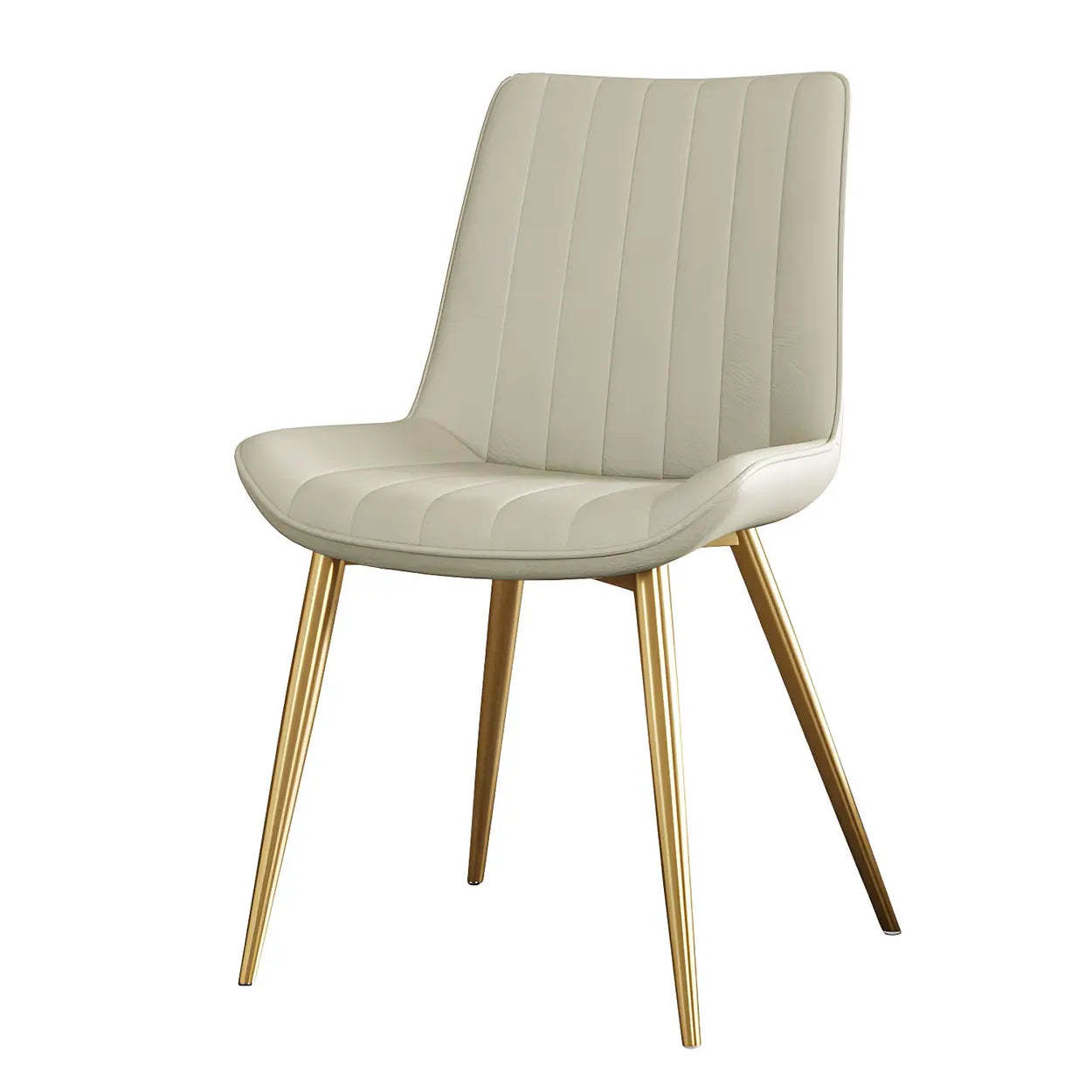 Modern Green Leather Dining Chair with Metal Legs — Brown / Black