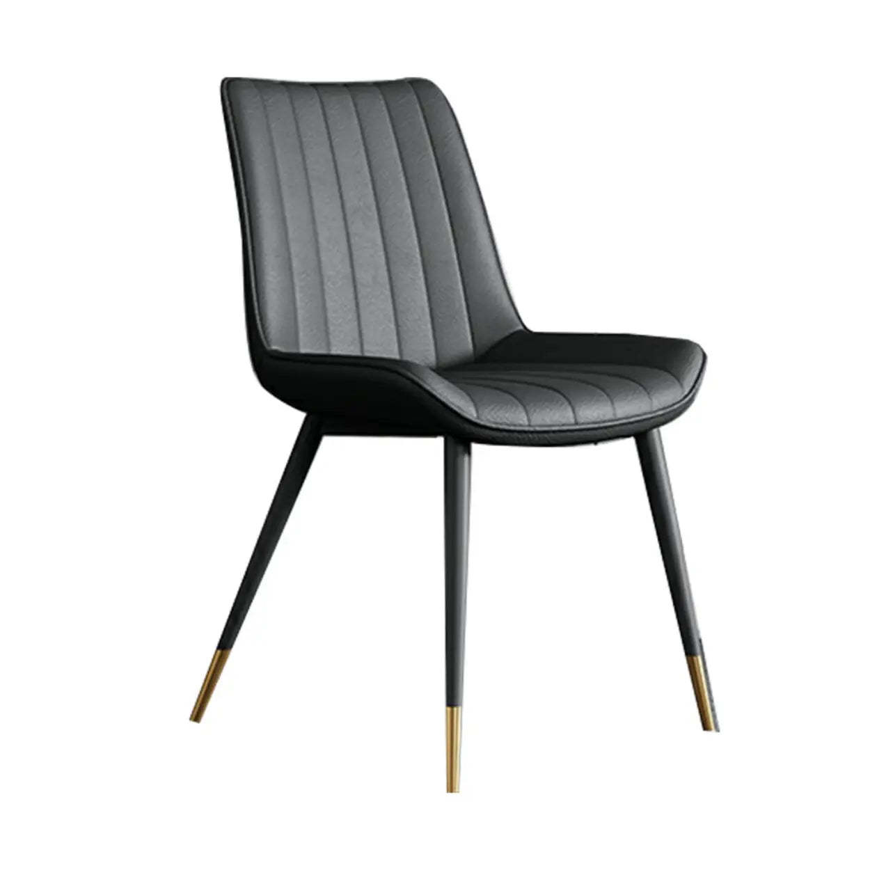 Modern Green Leather Dining Chair with Metal Legs — Brown / Gold