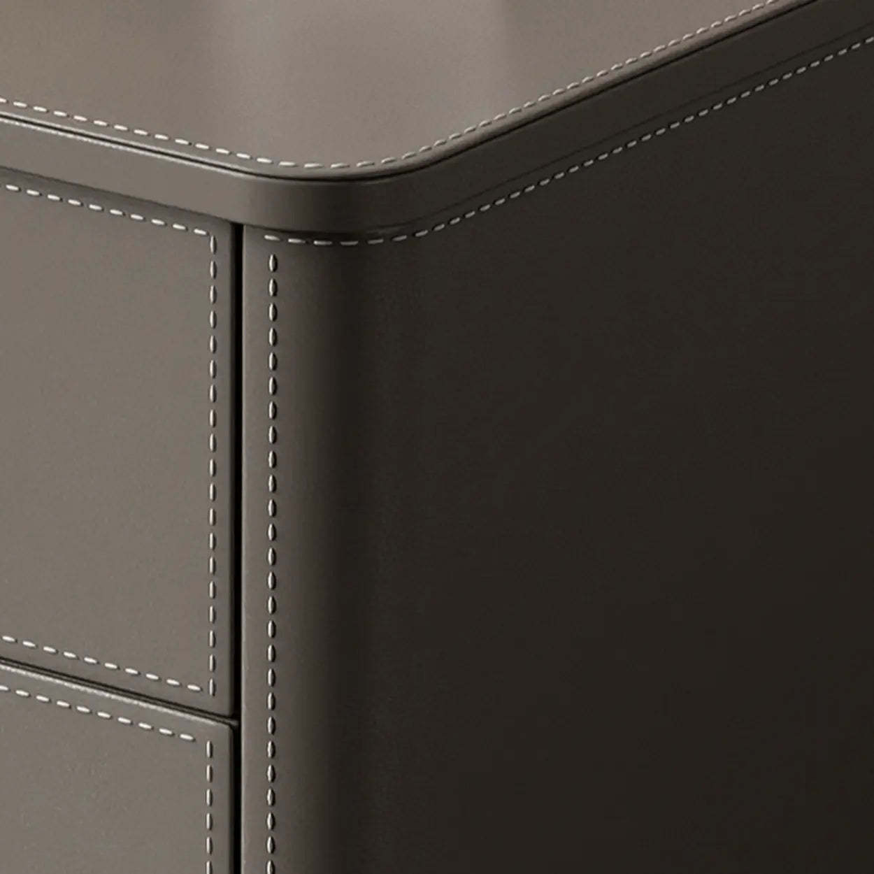 Modern Gray Narrow Wood 2-Drawer Nightstand — Dark Gray