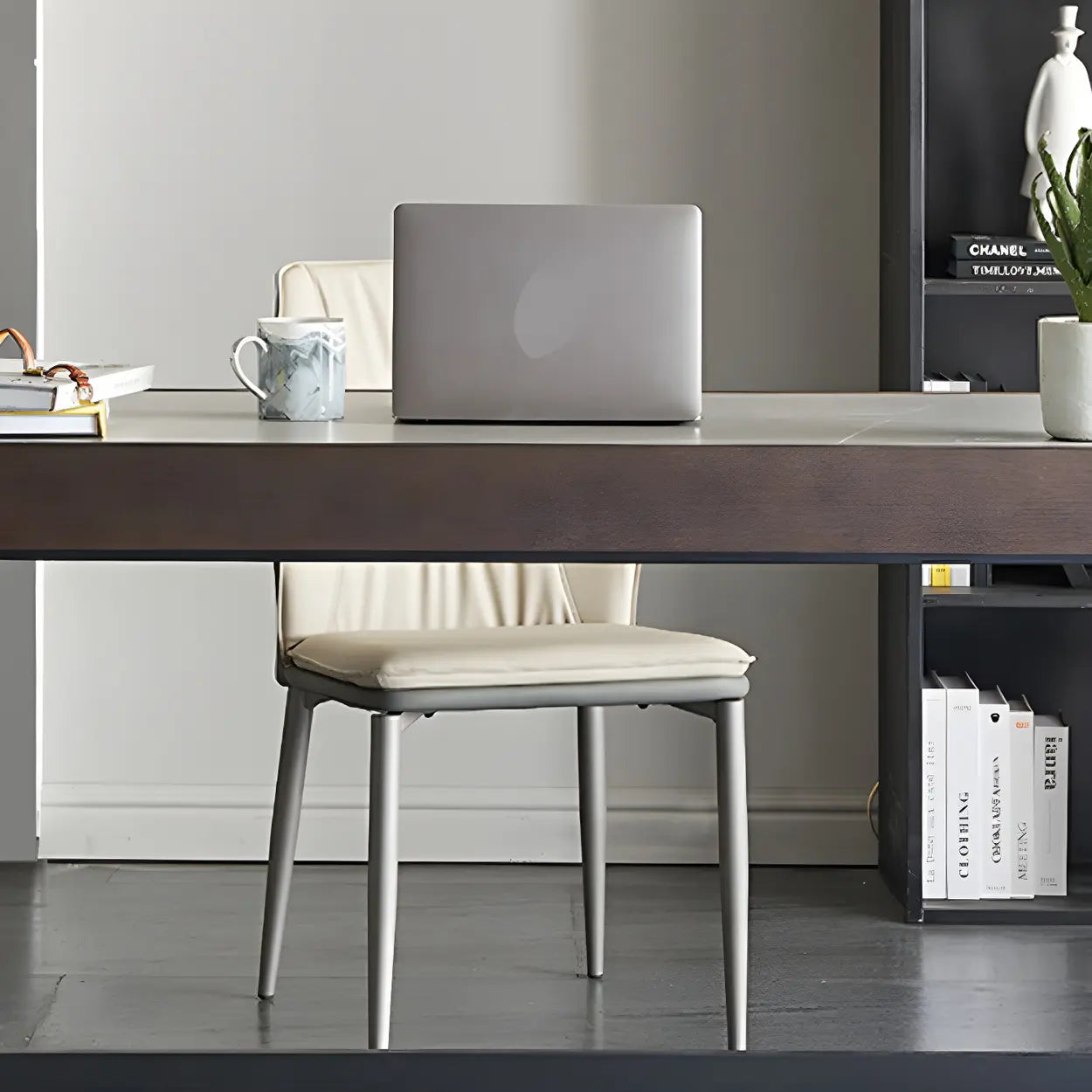 Modern Gray Stone Drawer Steel Sledge Writing Desk