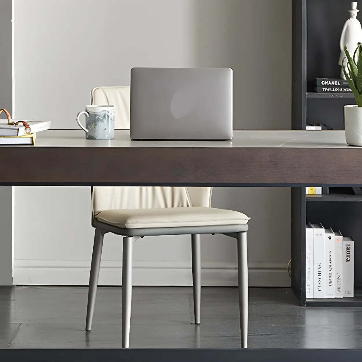 Modern Gray Stone Drawer Steel Sledge Writing Desk