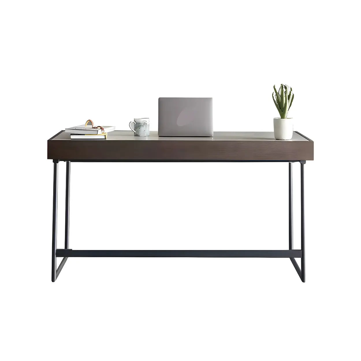 Modern Gray Stone Drawer Steel Sledge Writing Desk — Table Only