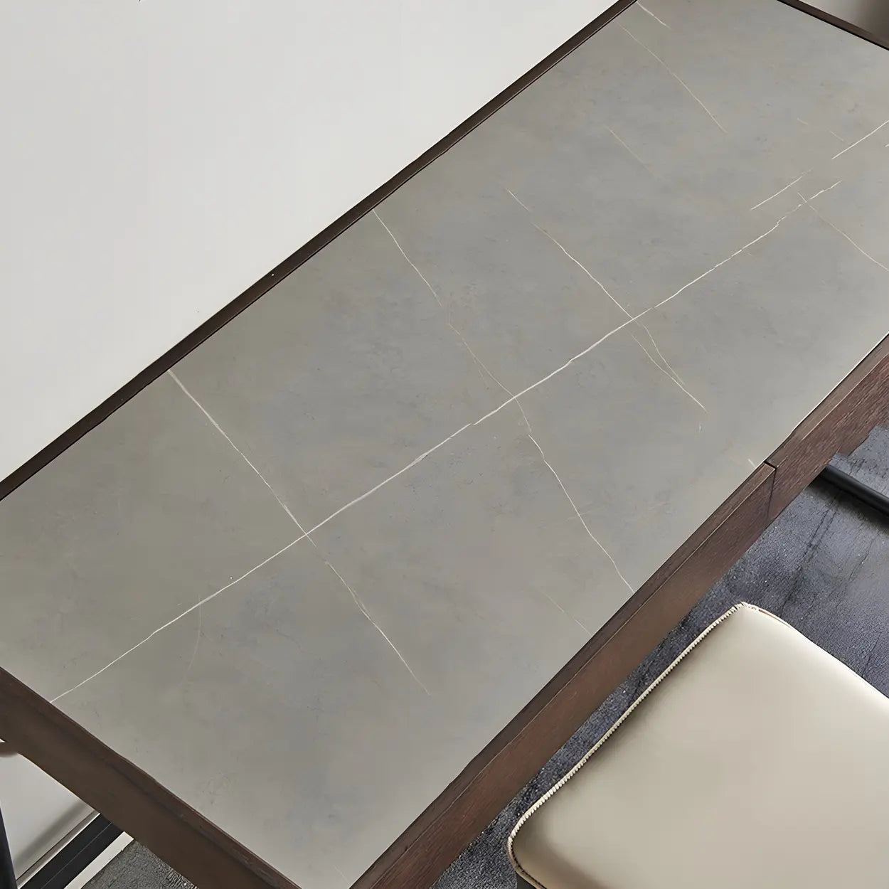 Modern Gray Stone Drawer Steel Sledge Writing Desk