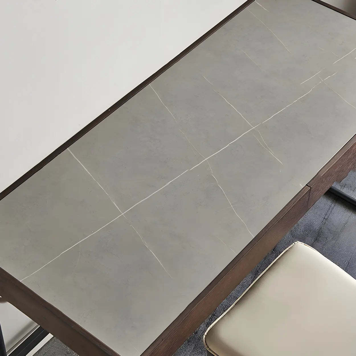 Modern Gray Stone Drawer Steel Sledge Writing Desk