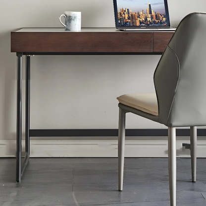 Modern Gray Stone Drawer Steel Sledge Writing Desk