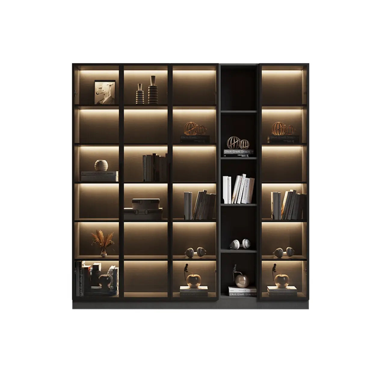 Modern Gray Wood Tall Display Cabinet