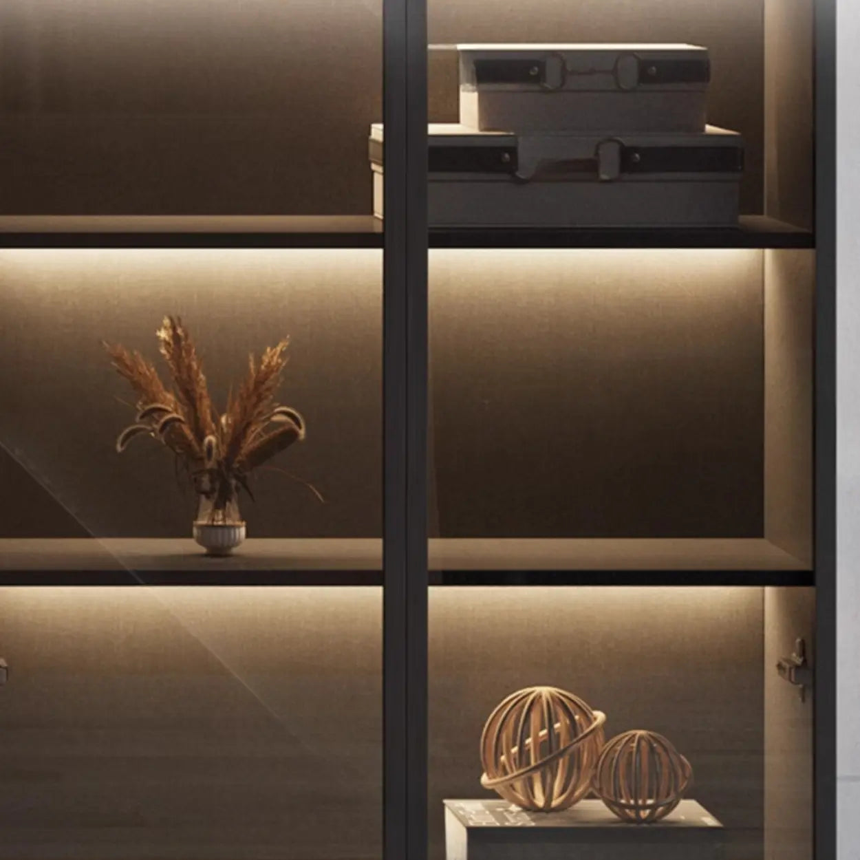 Modern Gray Wood Tall Display Cabinet