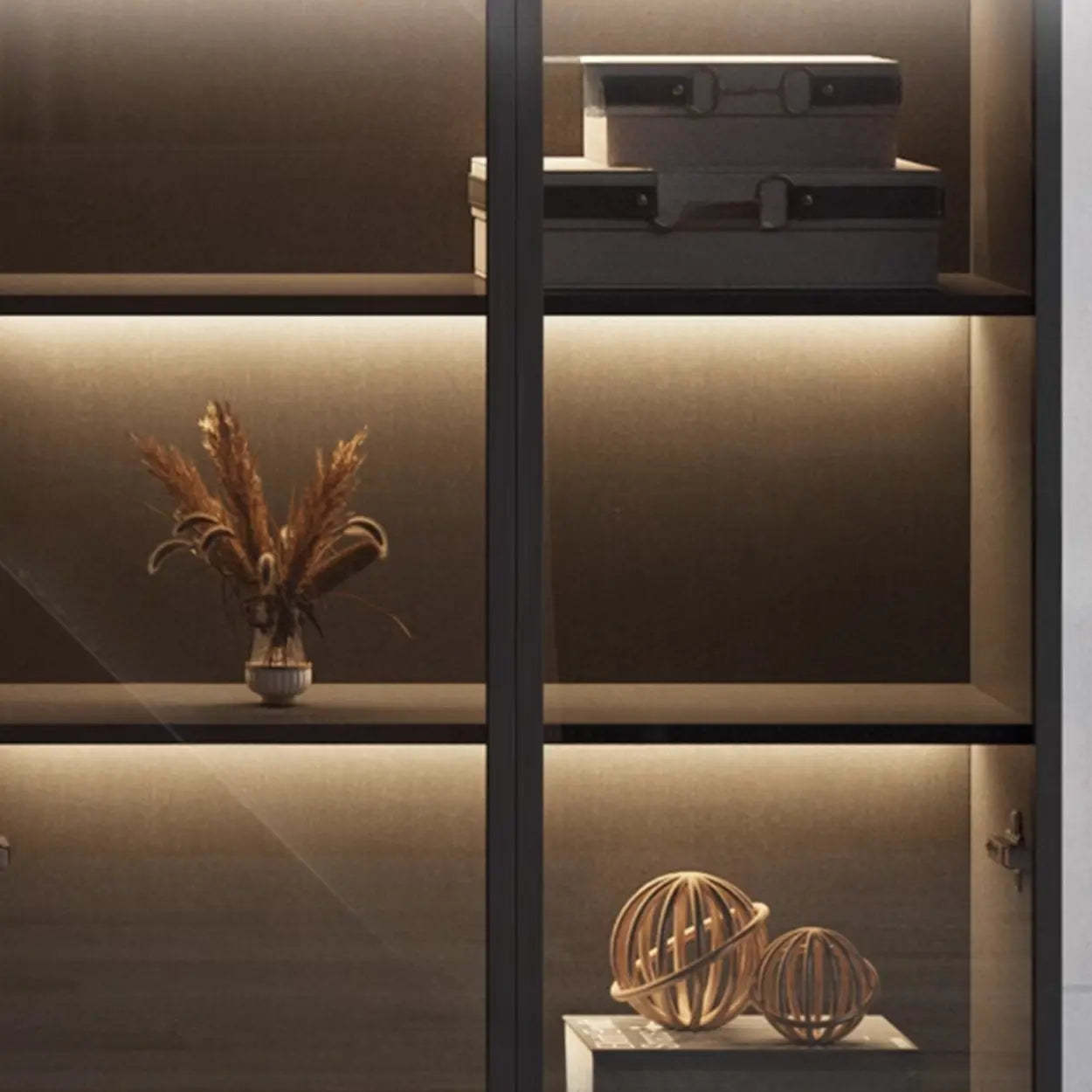 Modern Gray Wood Tall Display Cabinet