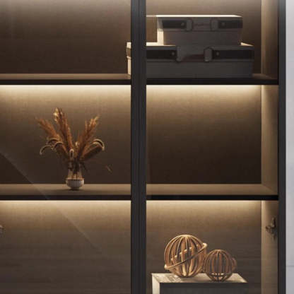 Modern Gray Wood Tall Display Cabinet