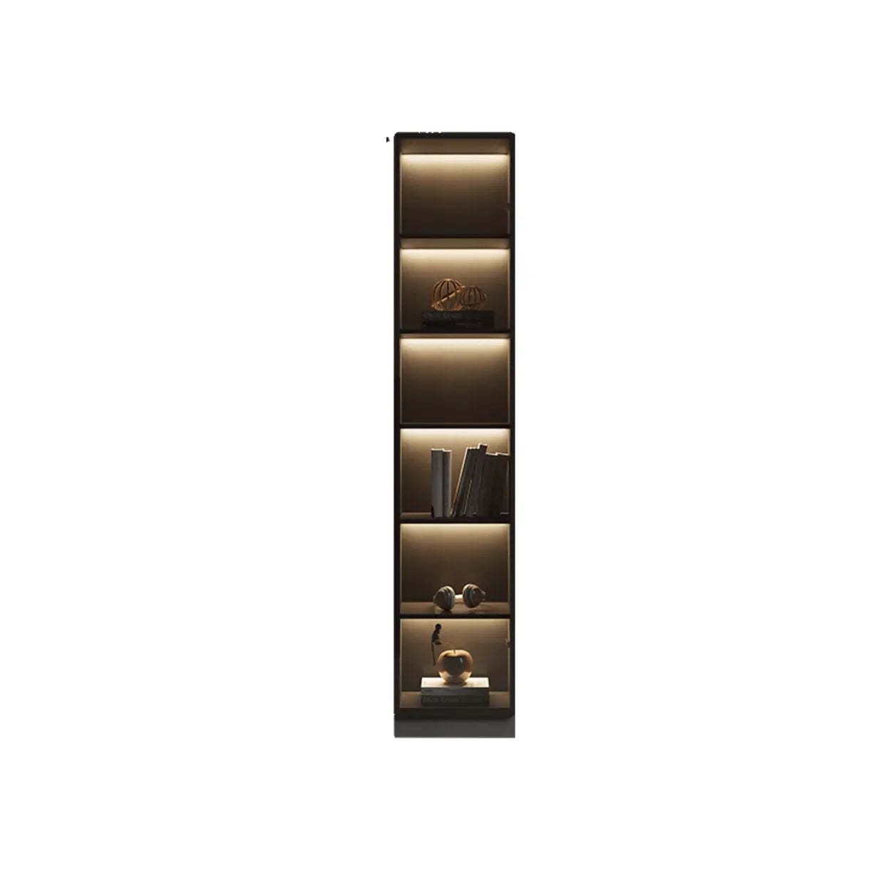 Modern Gray Wood Tall Display Cabinet — Smoke Gray