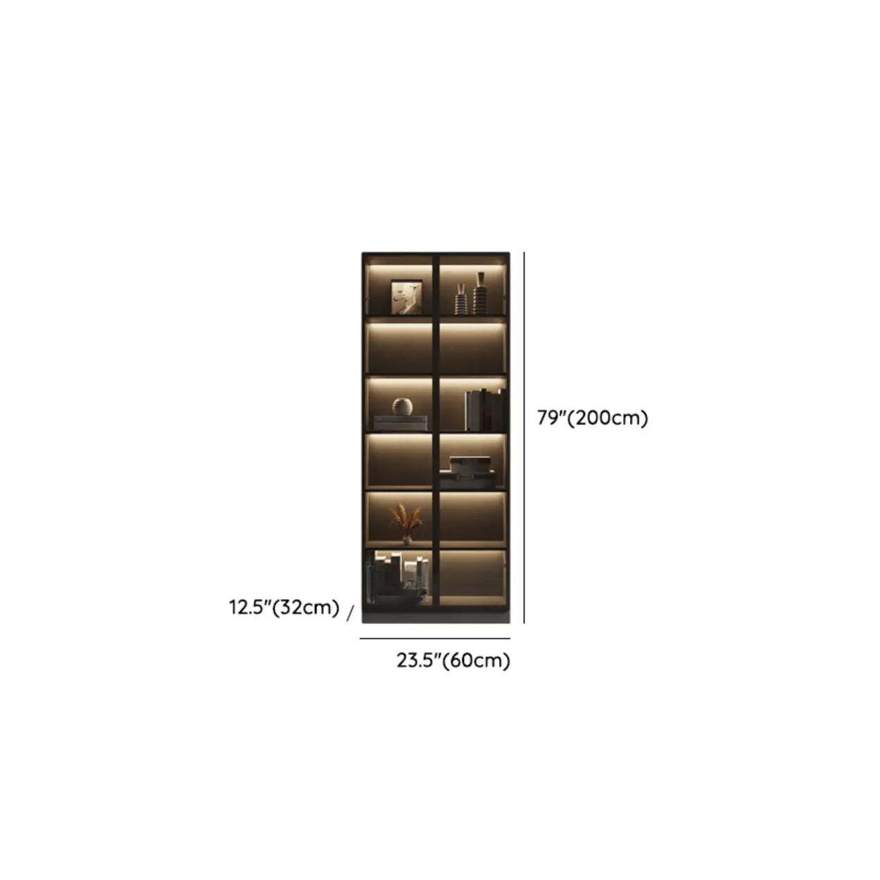 Modern Gray Wood Tall Display Cabinet