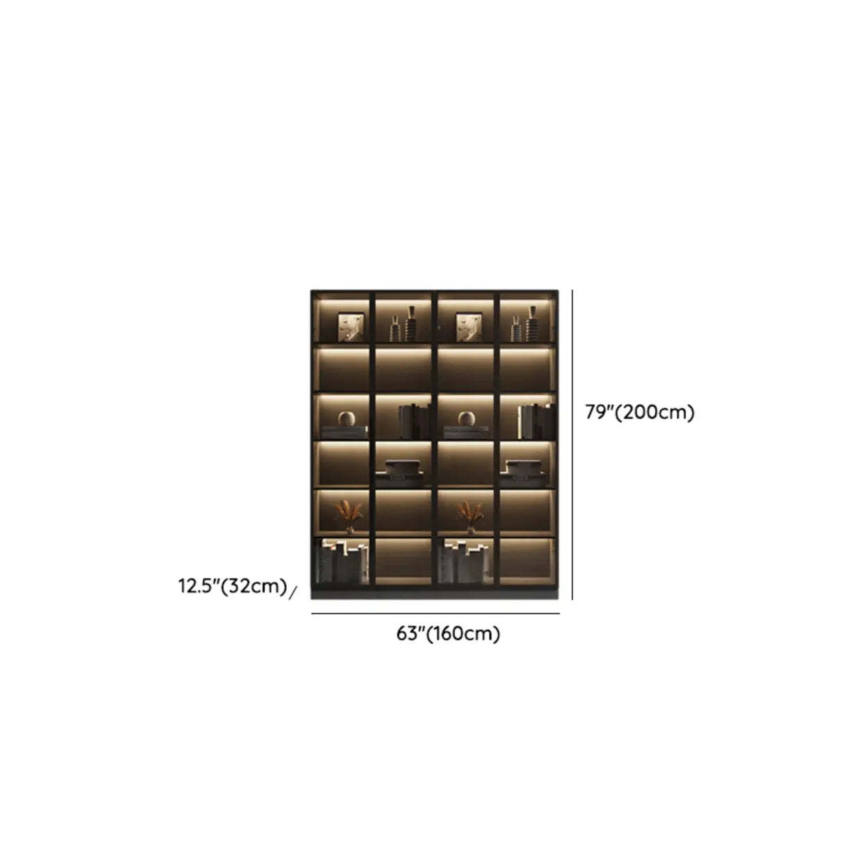 Modern Gray Wood Tall Display Cabinet