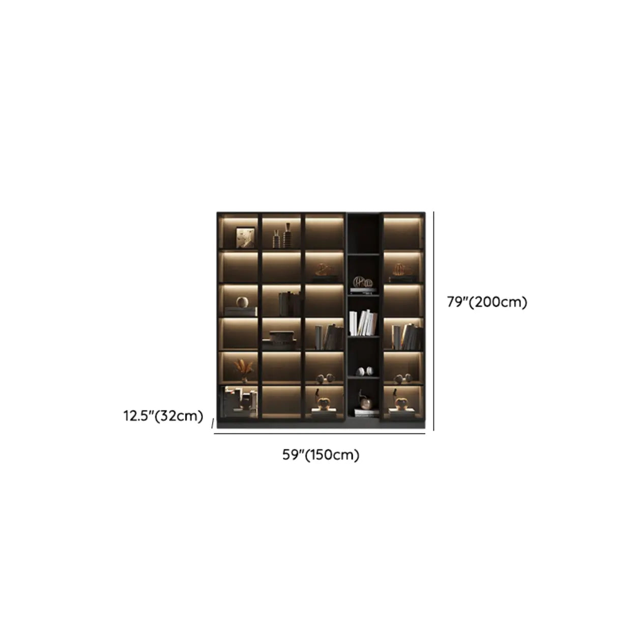 Modern Gray Wood Tall Display Cabinet