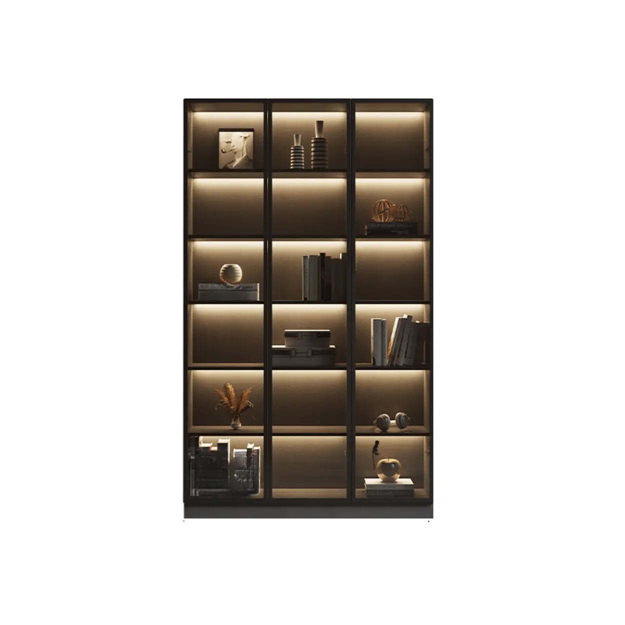 Modern Gray Wood Tall Display Cabinet — Grey