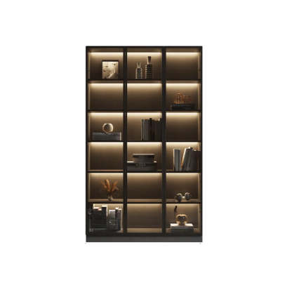 Modern Gray Wood Tall Display Cabinet — Grey