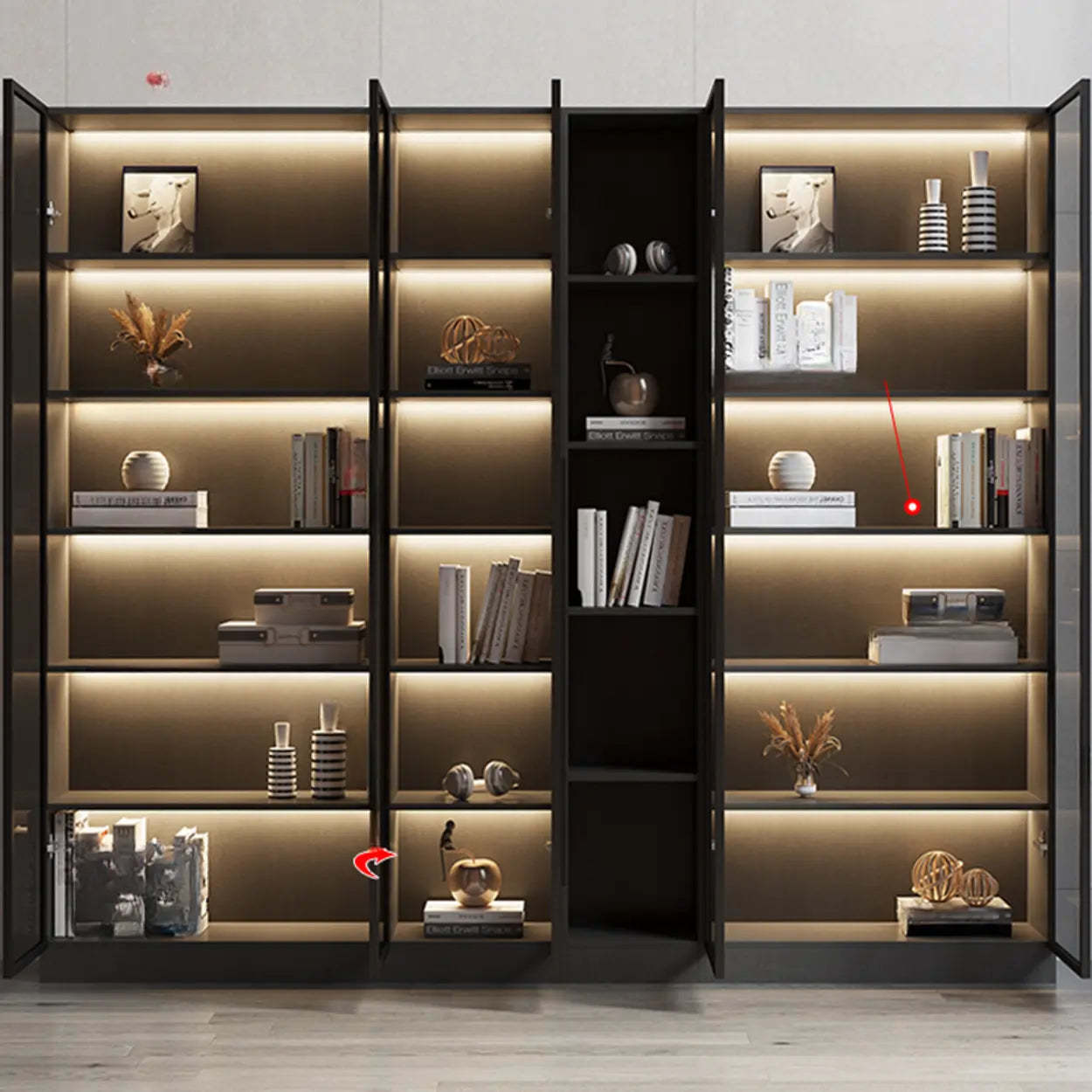 Modern Gray Wood Tall Display Cabinet — Grey