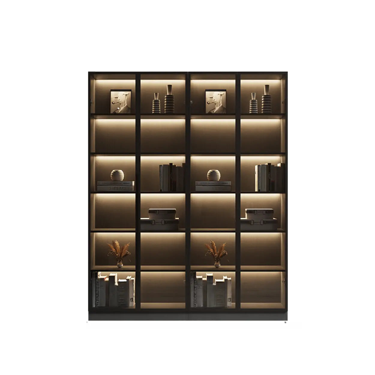 Modern Gray Wood Tall Display Cabinet — Grey