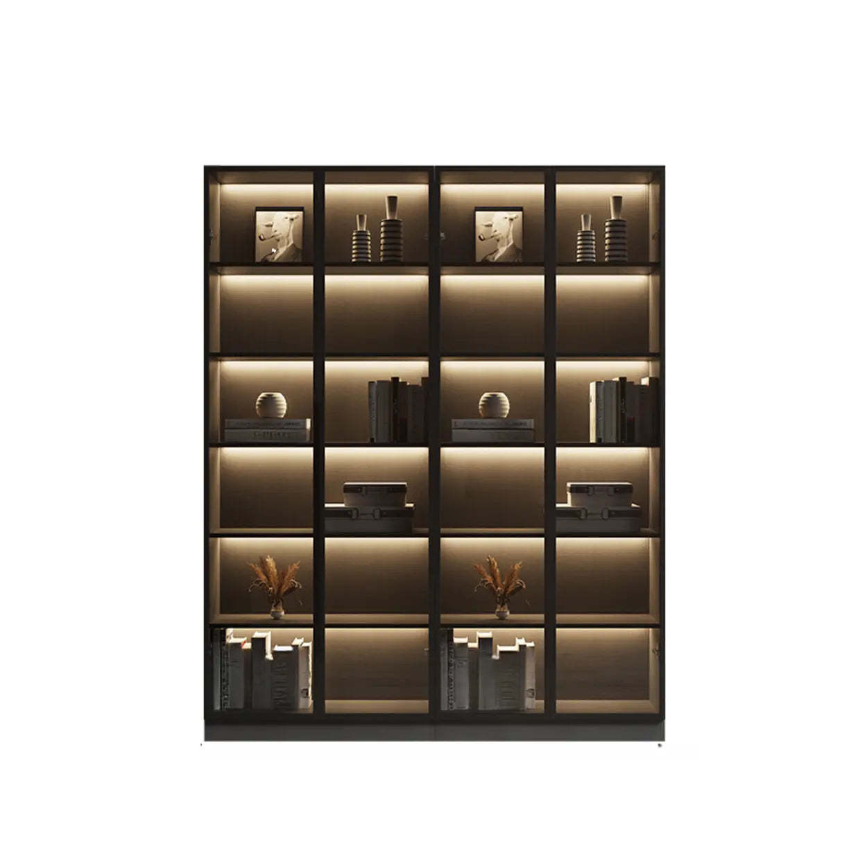 Modern Gray Wood Tall Display Cabinet — Grey