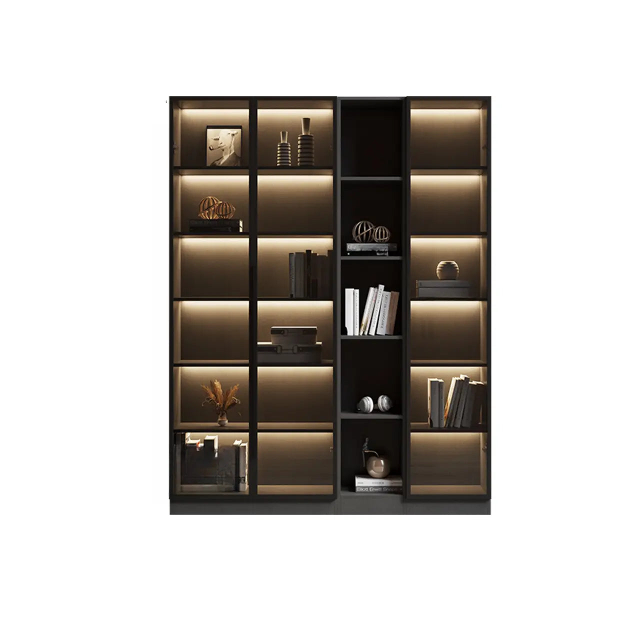 Modern Gray Wood Tall Display Cabinet — Grey