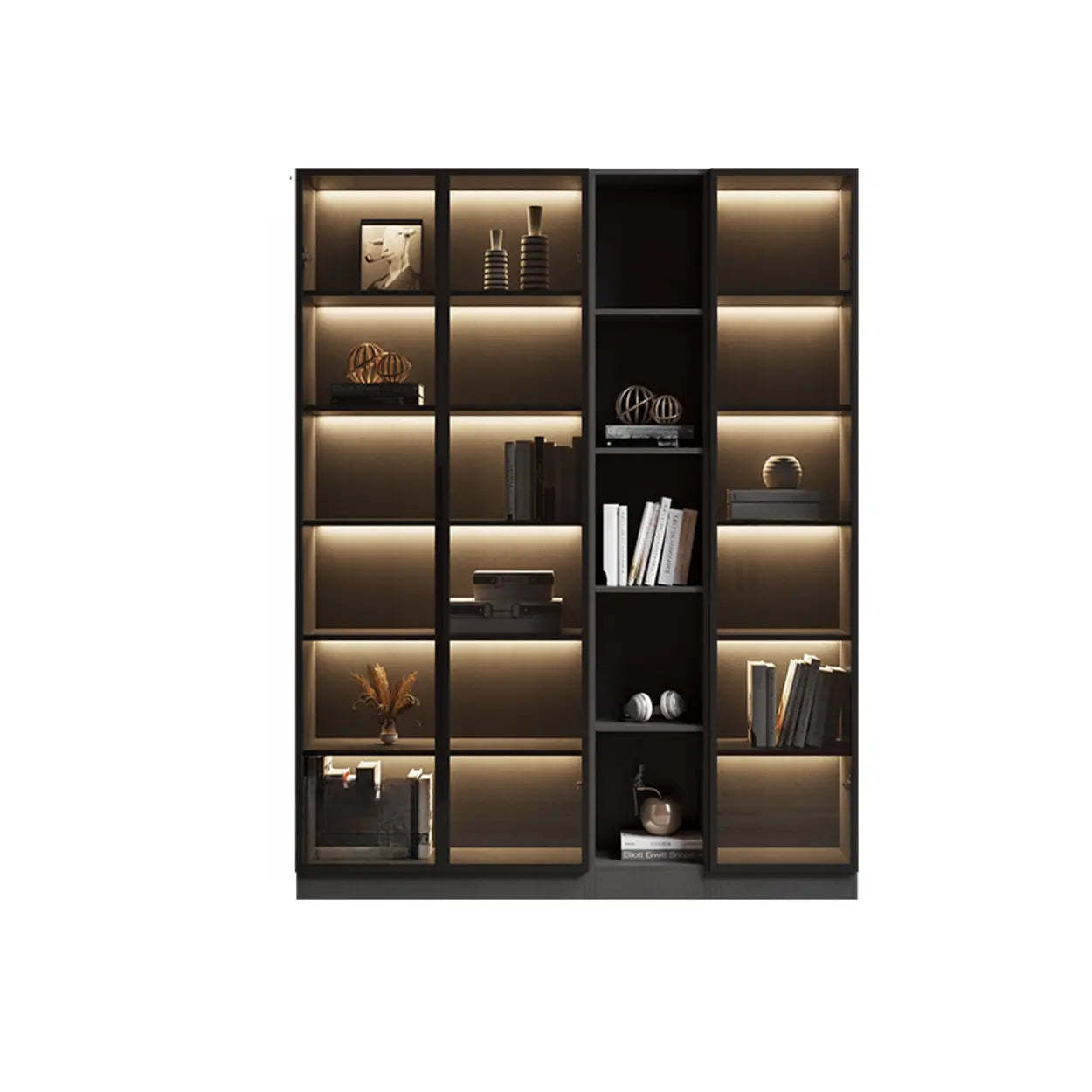 Modern Gray Wood Tall Display Cabinet — Grey