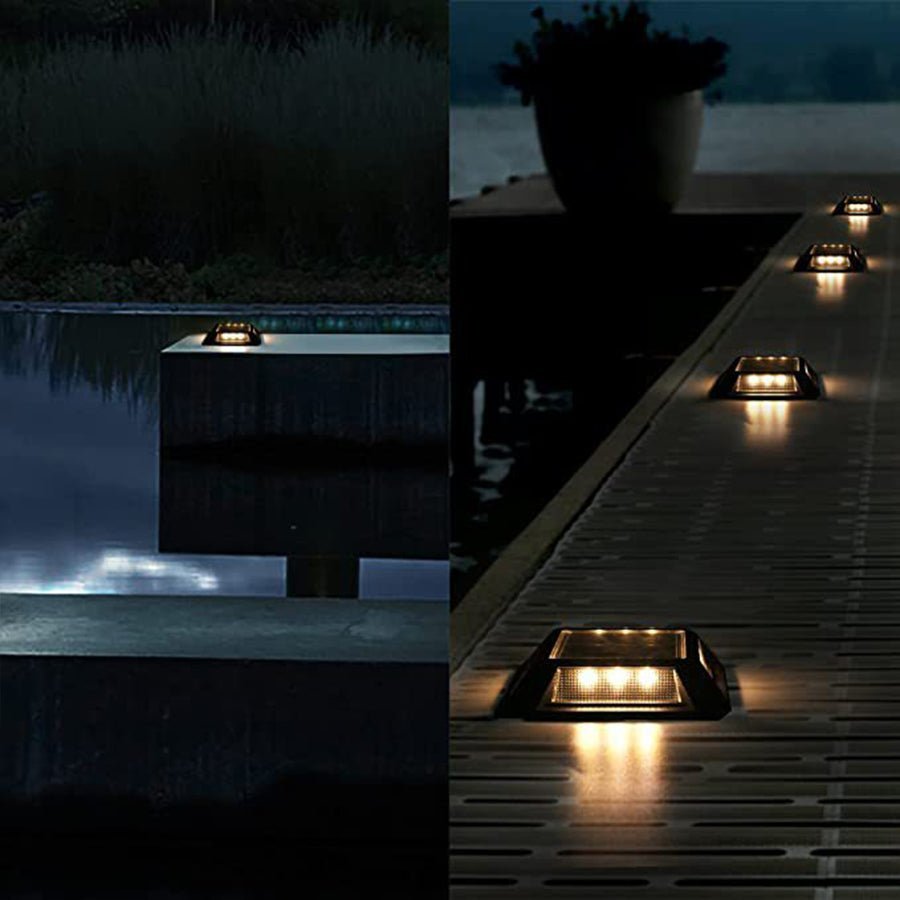 Black modern heavy-duty deck step & deck lights — Cool White (6000K)