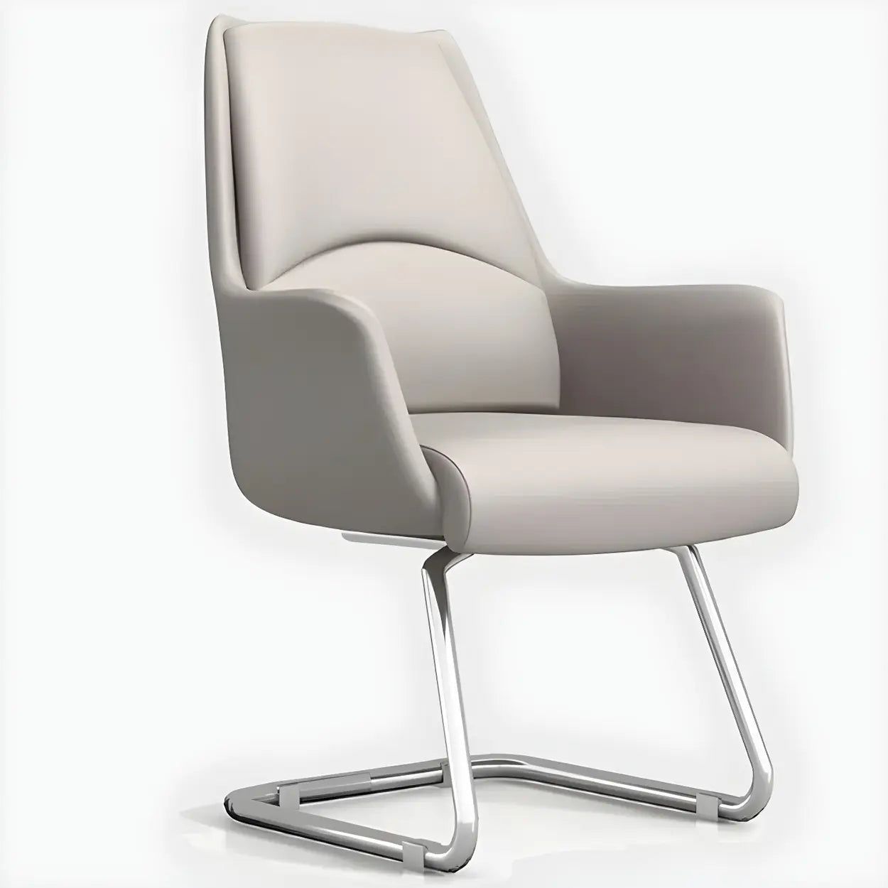 Modern High-Back Black Leather Executive Office Chair — Light Gray / Casters Included / With Headrest