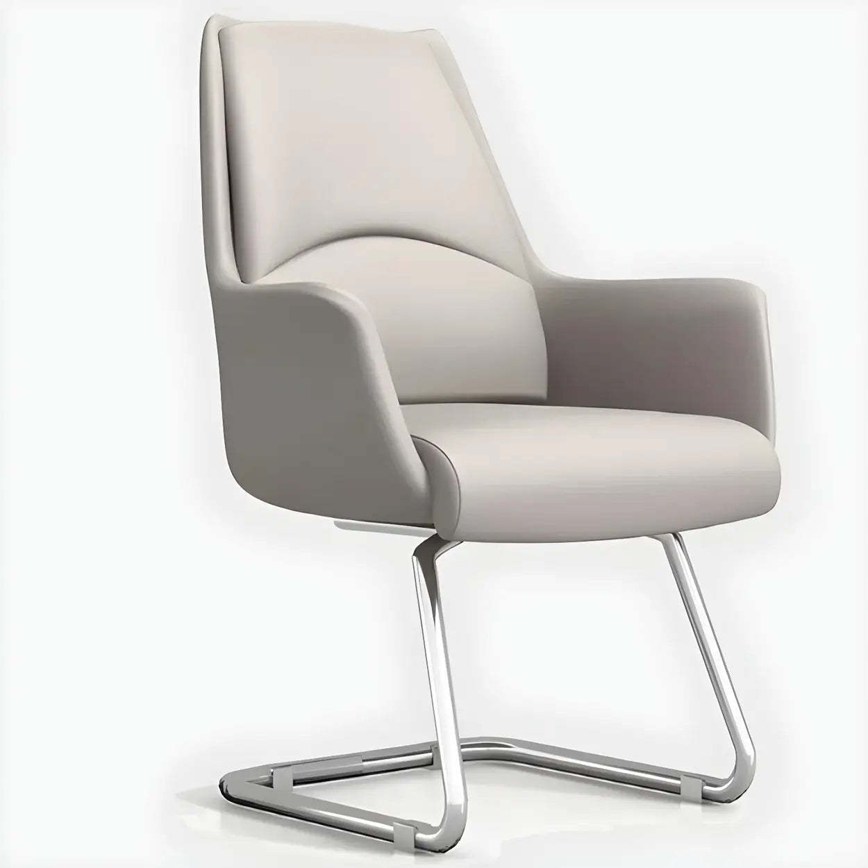 Modern High-Back Black Leather Executive Office Chair — Light Gray / Casters Included / With Headrest