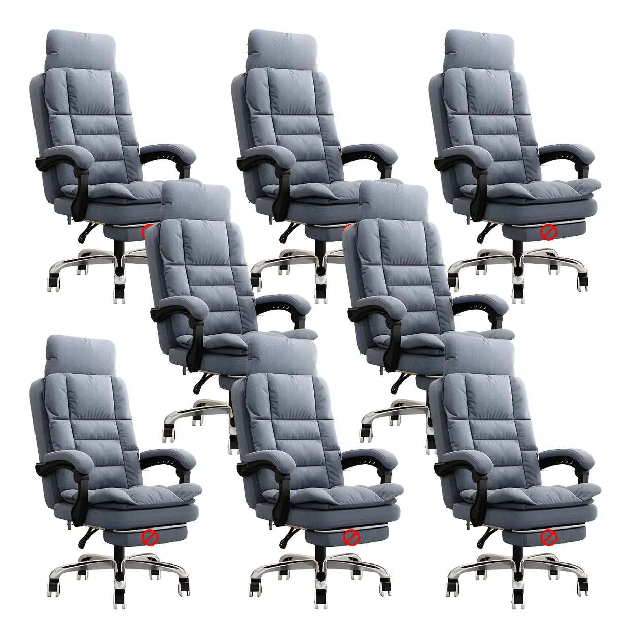 Modern High-Back Linen Swivel Ergonomic Office Chair — Black / 8 Piece Set / Without Footrest