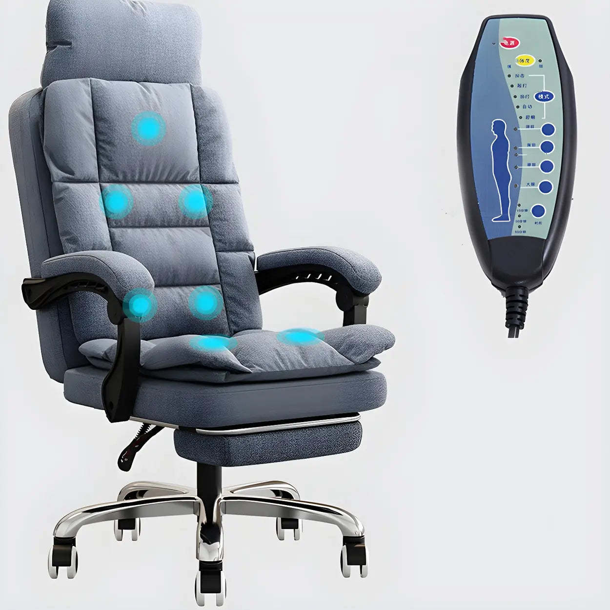 Modern High-Back Linen Swivel Ergonomic Office Chair — Gray / 1 Piece / With Footrest