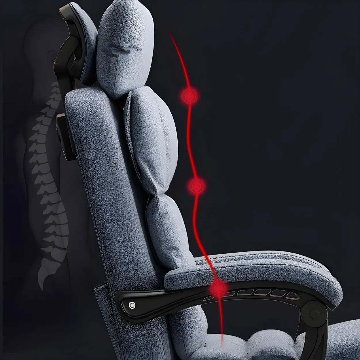 Modern High-Back Linen Swivel Ergonomic Office Chair — Gray / 2 Piece Set / With Footrest