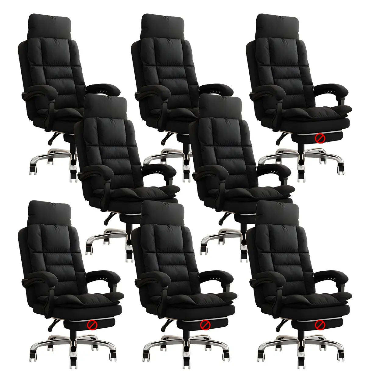 Modern High-Back Linen Swivel Ergonomic Office Chair — Gray / 8 Piece Set / With Footrest