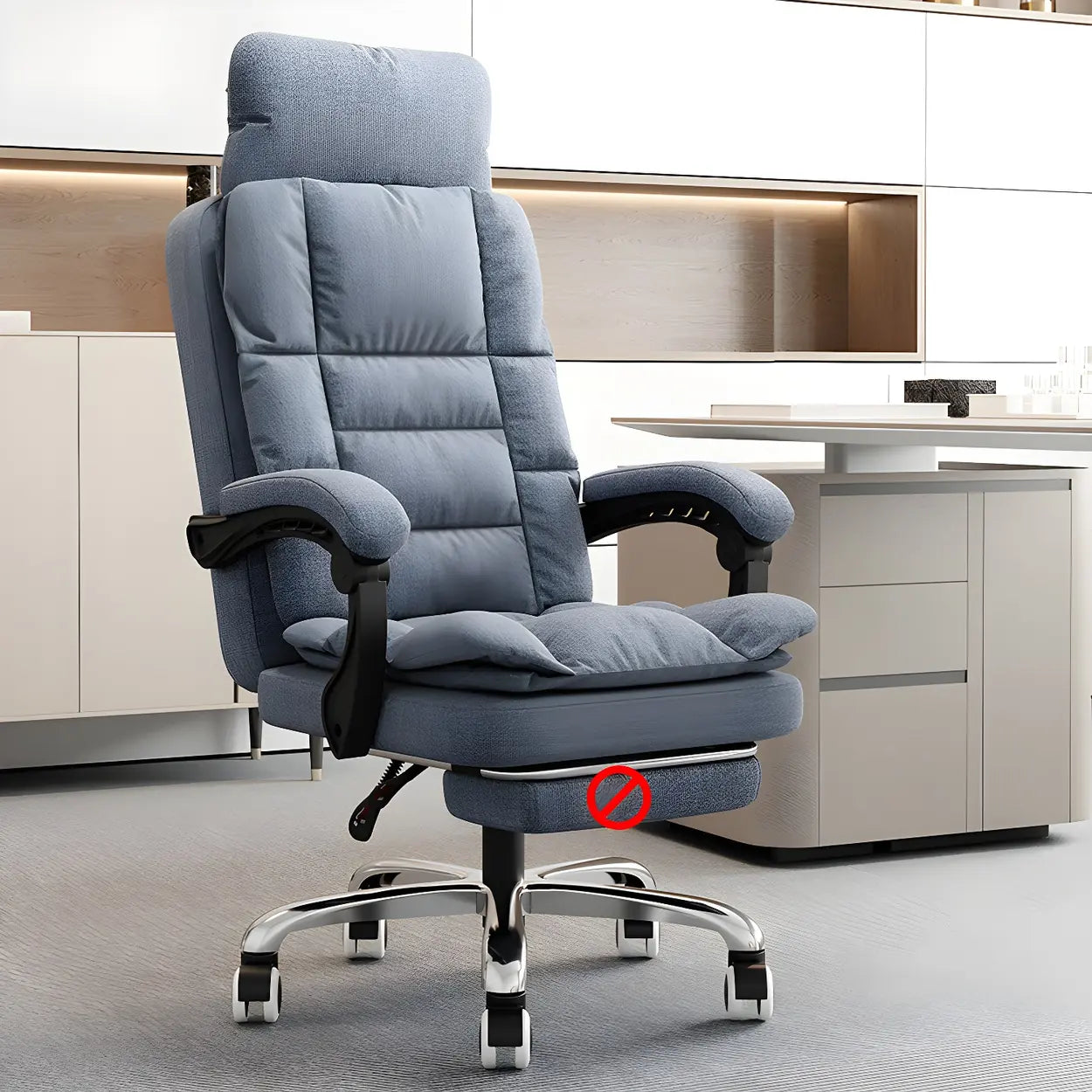 Modern High-Back Linen Swivel Ergonomic Office Chair — Black / 1 Piece / Without Footrest