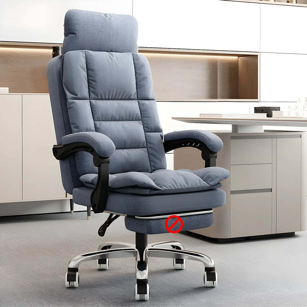 Modern High-Back Linen Swivel Ergonomic Office Chair — Black / 1 Piece / Without Footrest