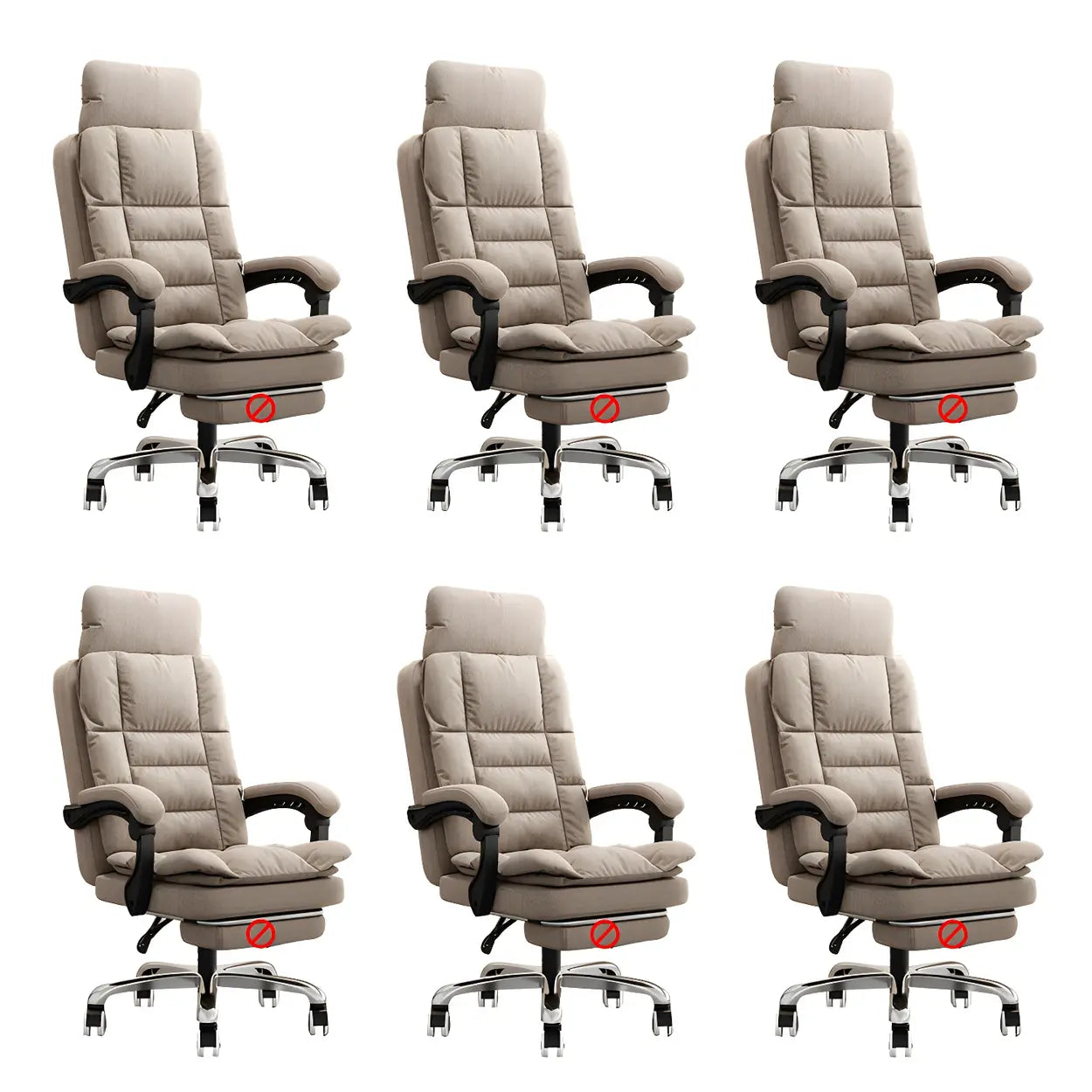 Modern High-Back Linen Swivel Ergonomic Office Chair — Blue / 6 Piece Set / Without Footrest