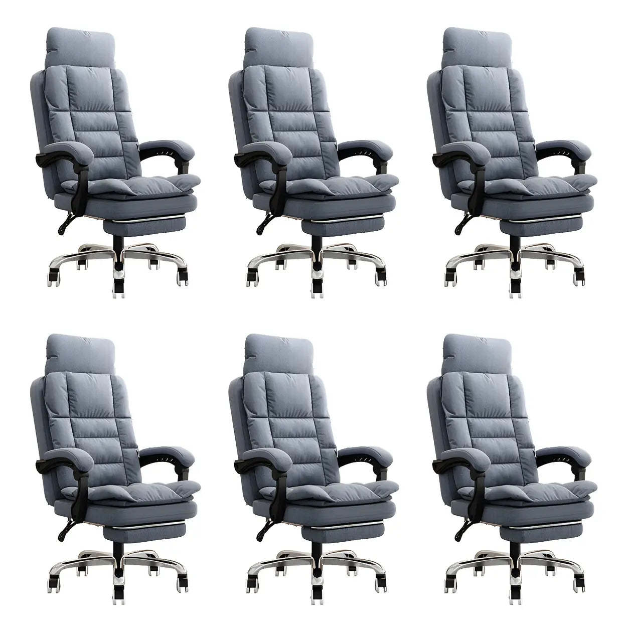 Modern High-Back Linen Swivel Ergonomic Office Chair — Khaki / 2 Piece Set / With Footrest