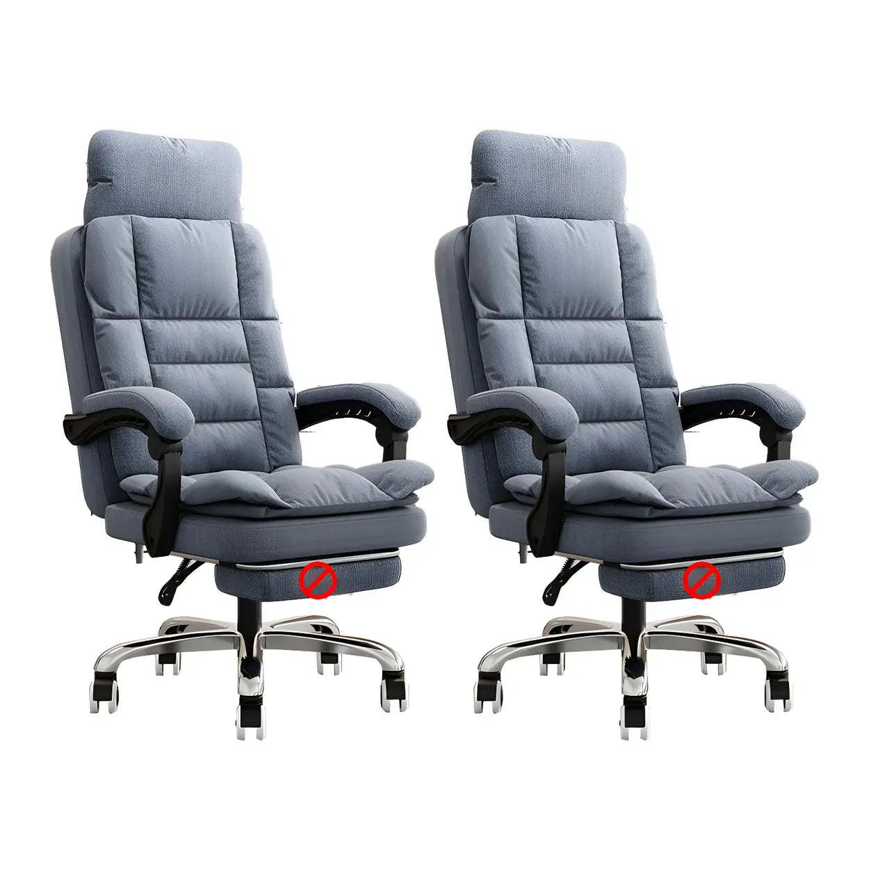 Modern High-Back Linen Swivel Ergonomic Office Chair — Black / 2 Piece Set / Without Footrest