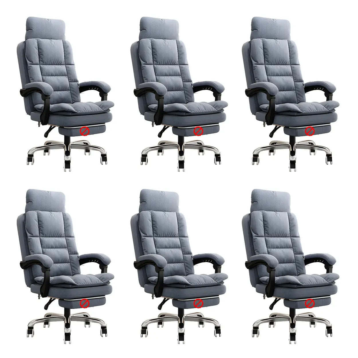 Modern High-Back Linen Swivel Ergonomic Office Chair — Black / 6 Piece Set / With Footrest