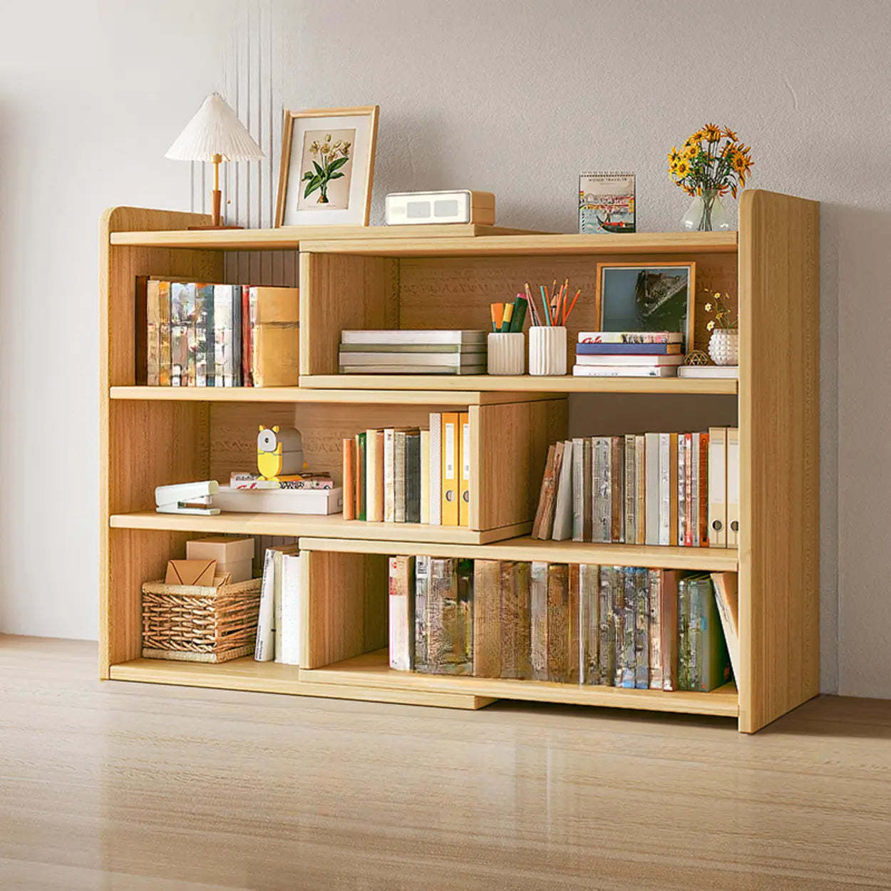 Horizontal Wooden Closed-Back Bookcase