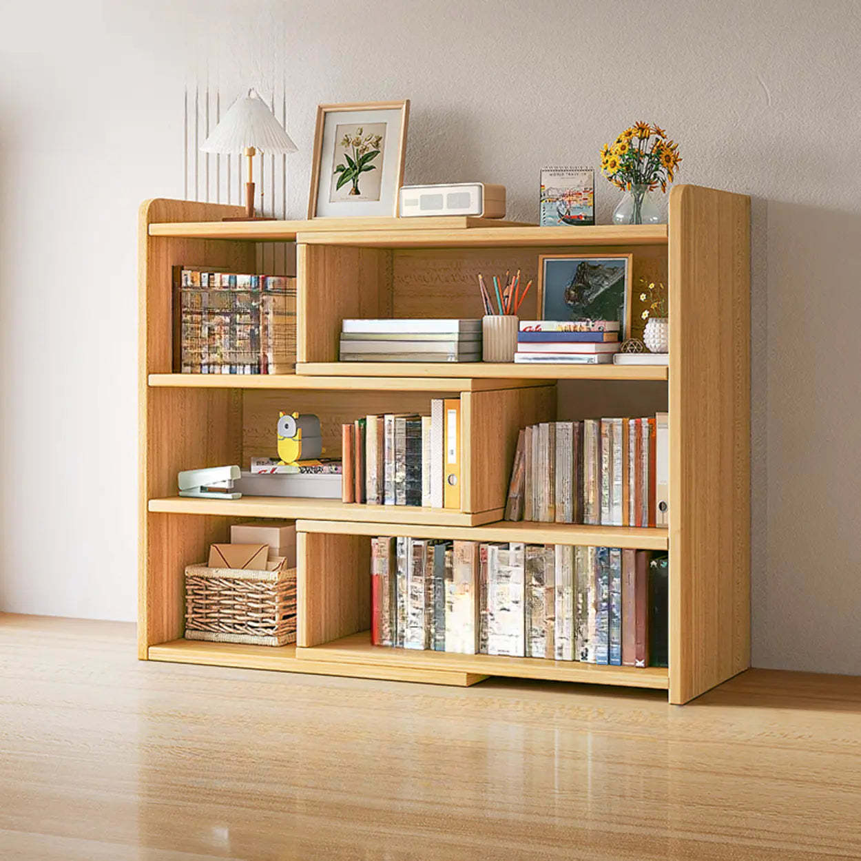 Horizontal Wooden Closed-Back Bookcase
