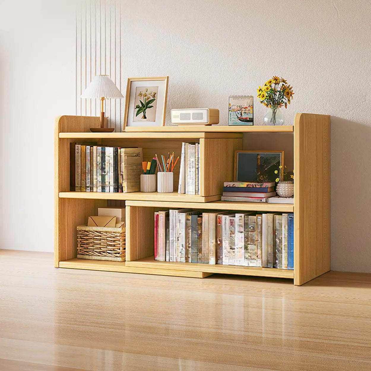 Horizontal Wooden Closed-Back Bookcase