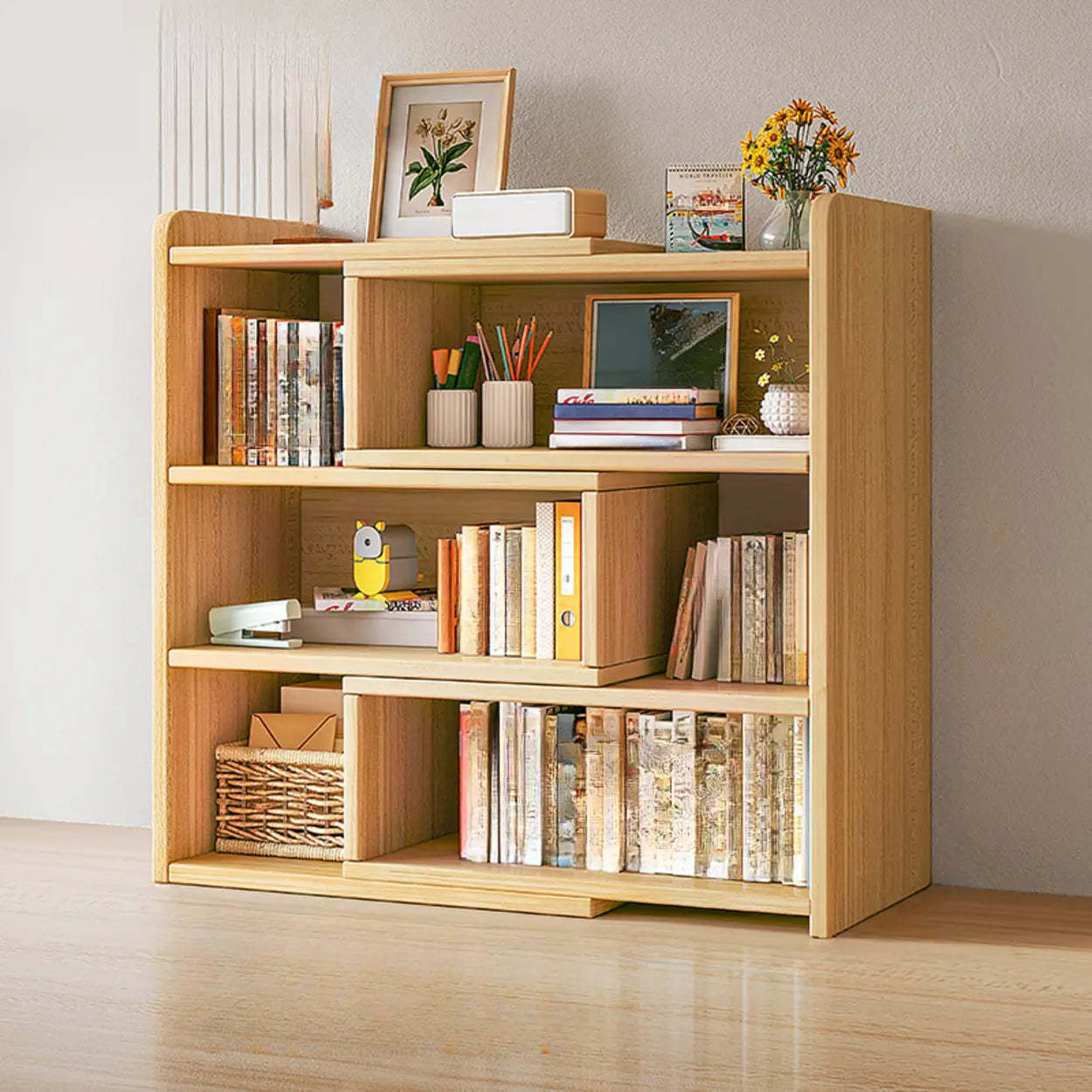 Horizontal Wooden Closed-Back Bookcase