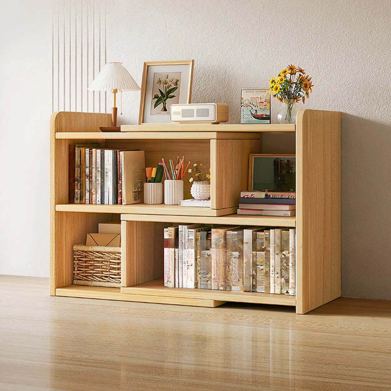 Horizontal Wooden Closed-Back Bookcase