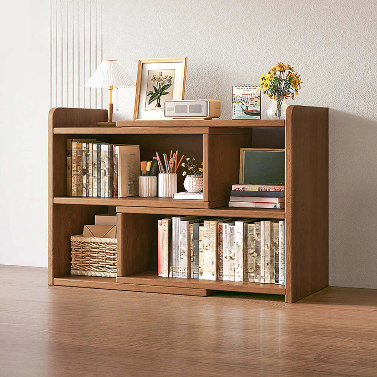 Horizontal Wooden Closed-Back Bookcase