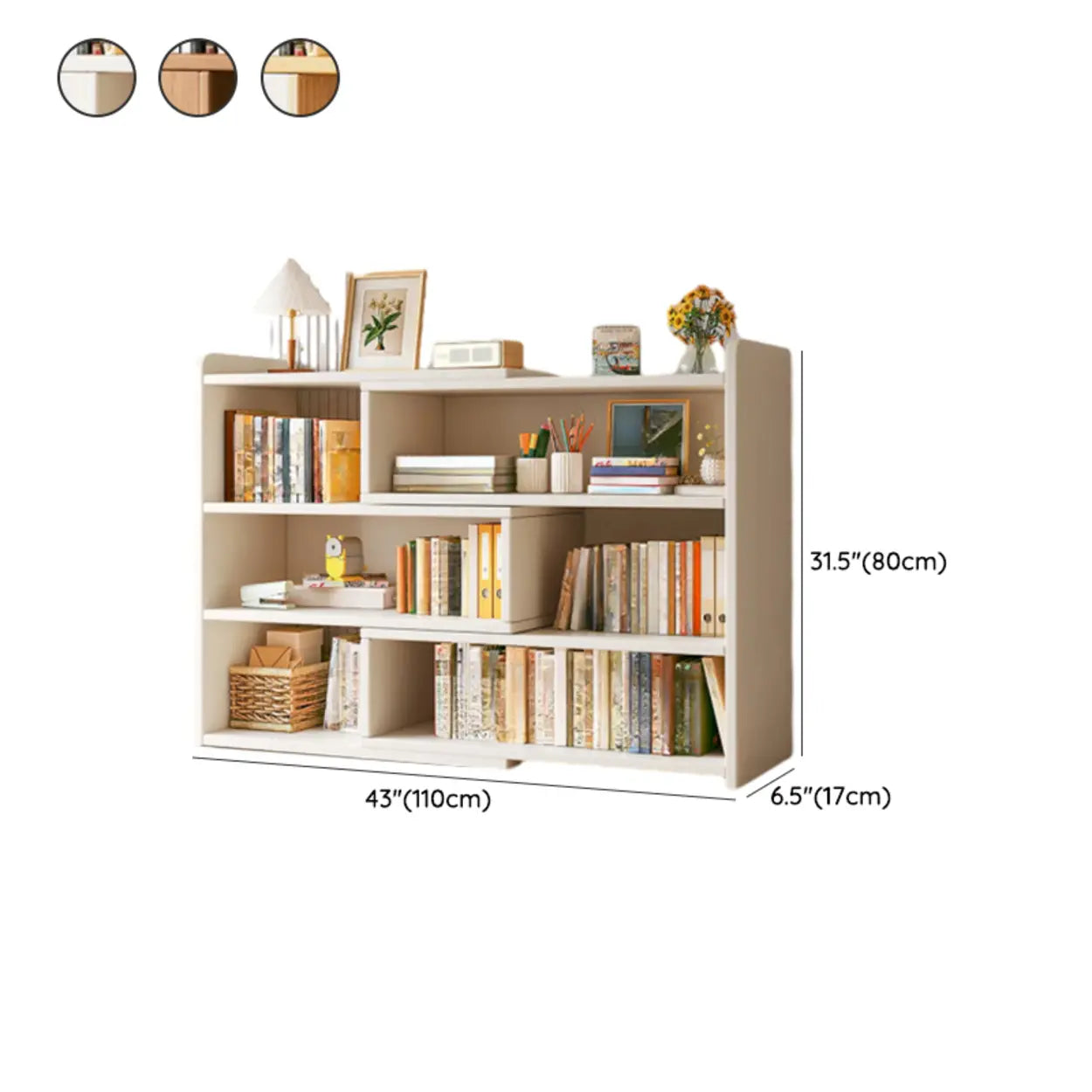 Horizontal Wooden Closed-Back Bookcase