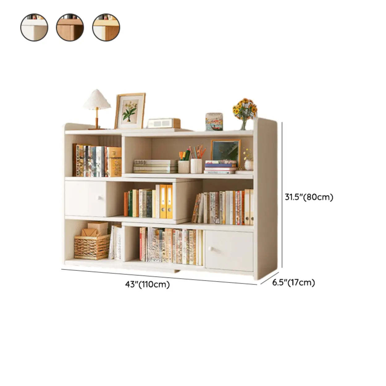 Horizontal Wooden Closed-Back Bookcase