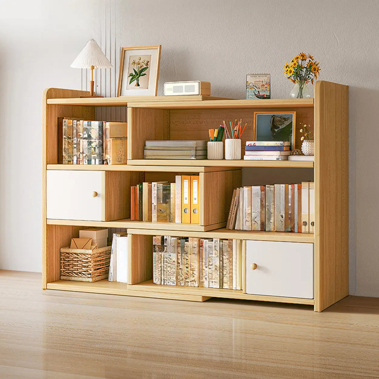 Horizontal Wooden Closed-Back Bookcase