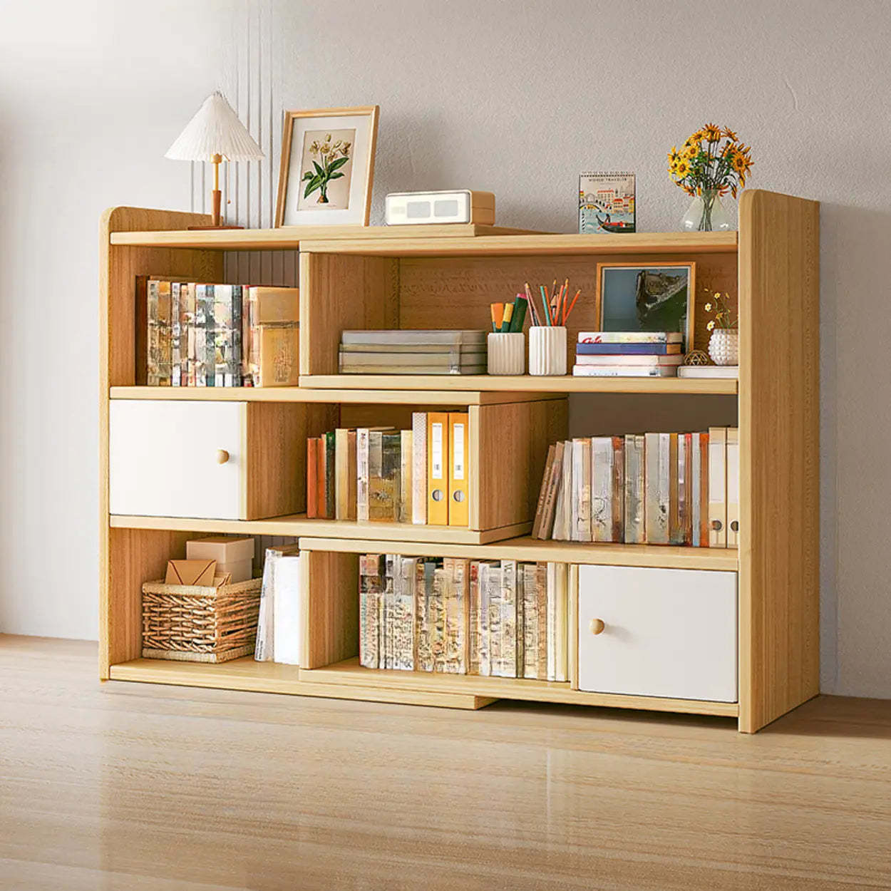 Horizontal Wooden Closed-Back Bookcase