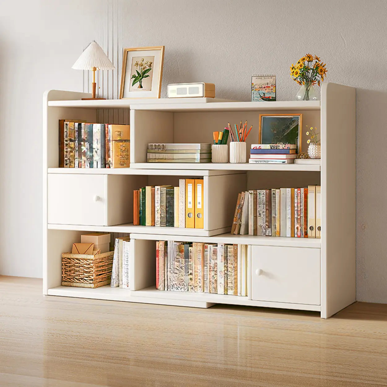 Horizontal Wooden Closed-Back Bookcase