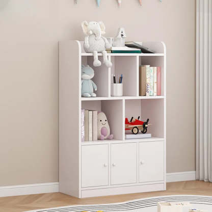 Modern Horizontal White Wood Display Bookcase